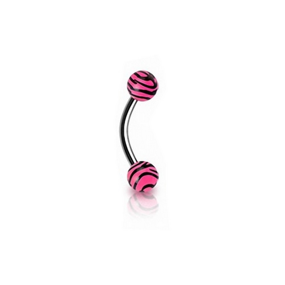 Piercing arcade 4mm Impression de tigre boules acrylique  - rose