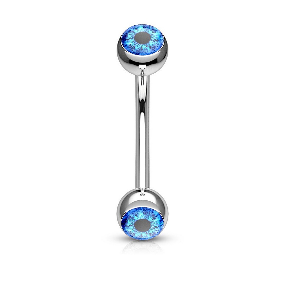 Piercing arcade eyeball incrusté en acier chirurgical 316L - bleu