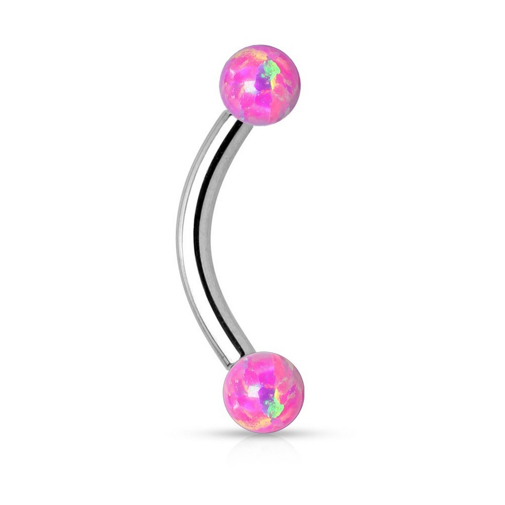 Piercing arcade Opale synthétique - Barbell sourcil filetage interne - Opal rose