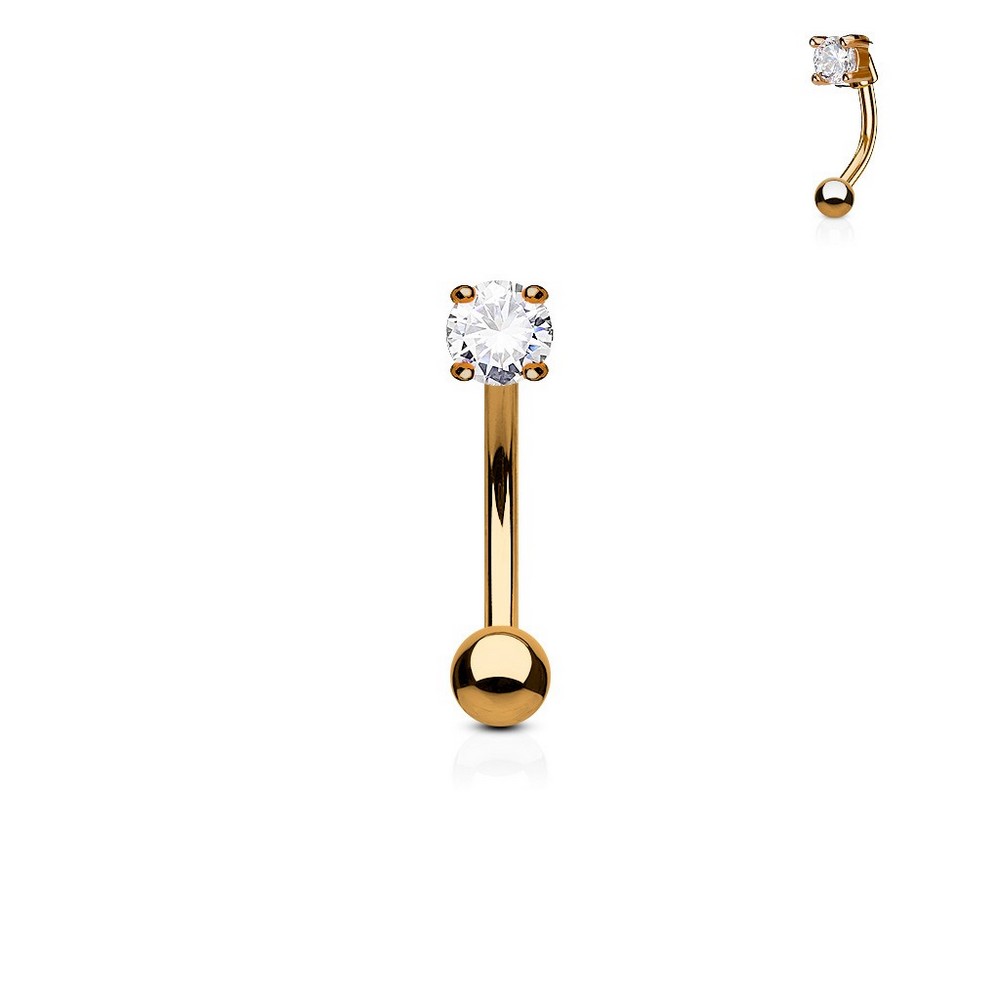 Piercing arcade 3mm CZ Prong   - Rose Gold/clair