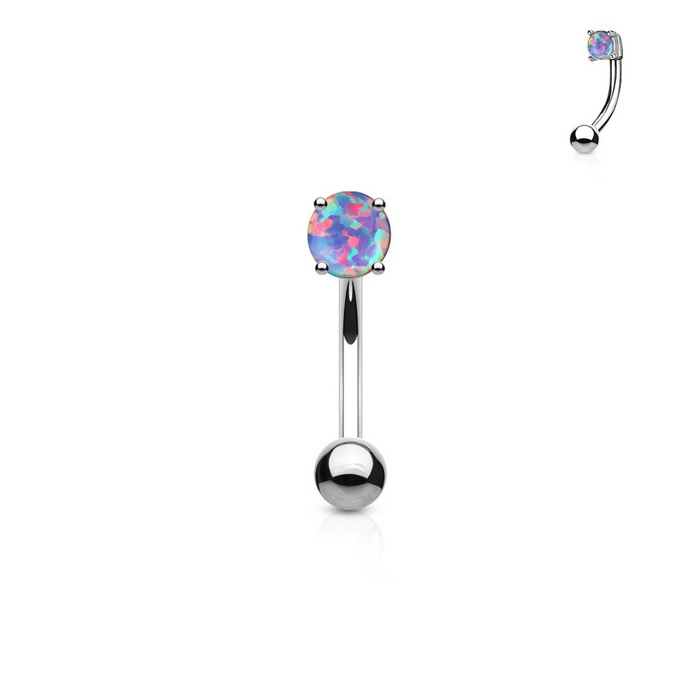 Piercing arcade 3mm broche Opale Set Top   - Opal pourpre