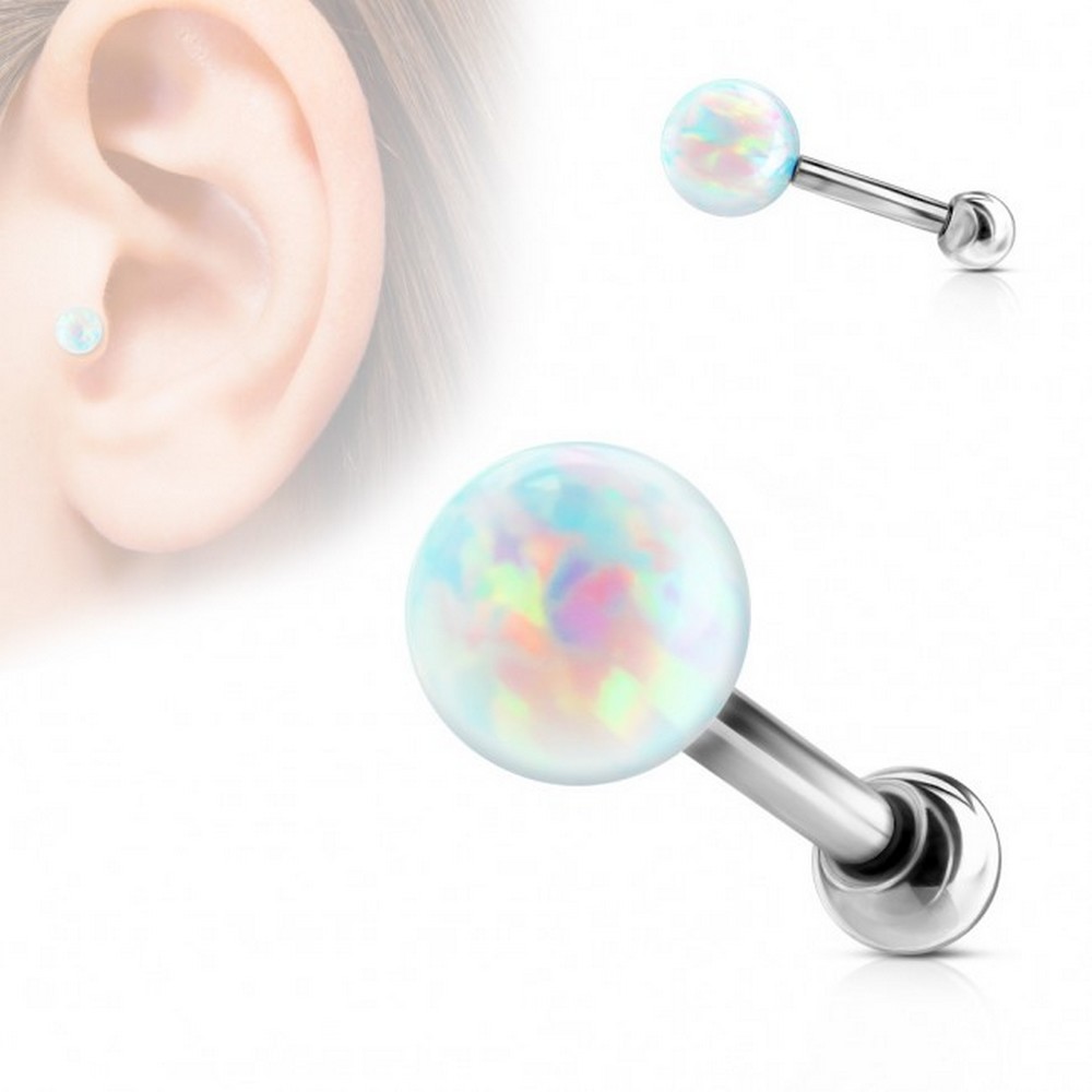 Piercing tragus cartilage Boule opale fileté interne  