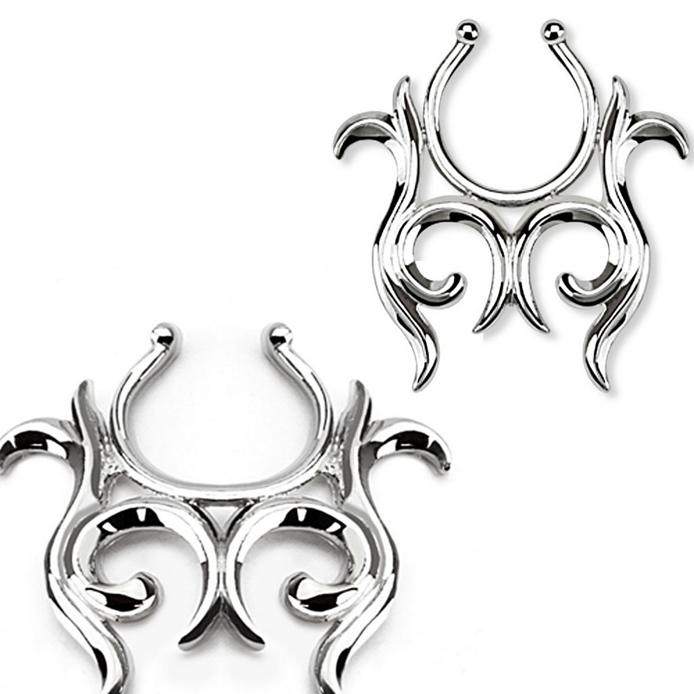 Faux piercing poitrine Clip Design Tribal sur anneau mamelon