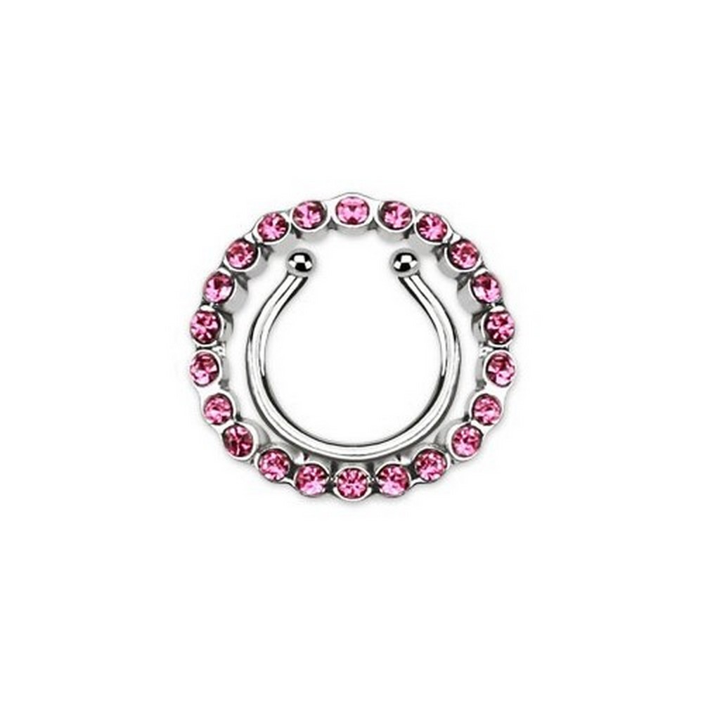 Faux piercing poitrine Circle w/ pavé Multi collier de perle anneau mamelon - rose