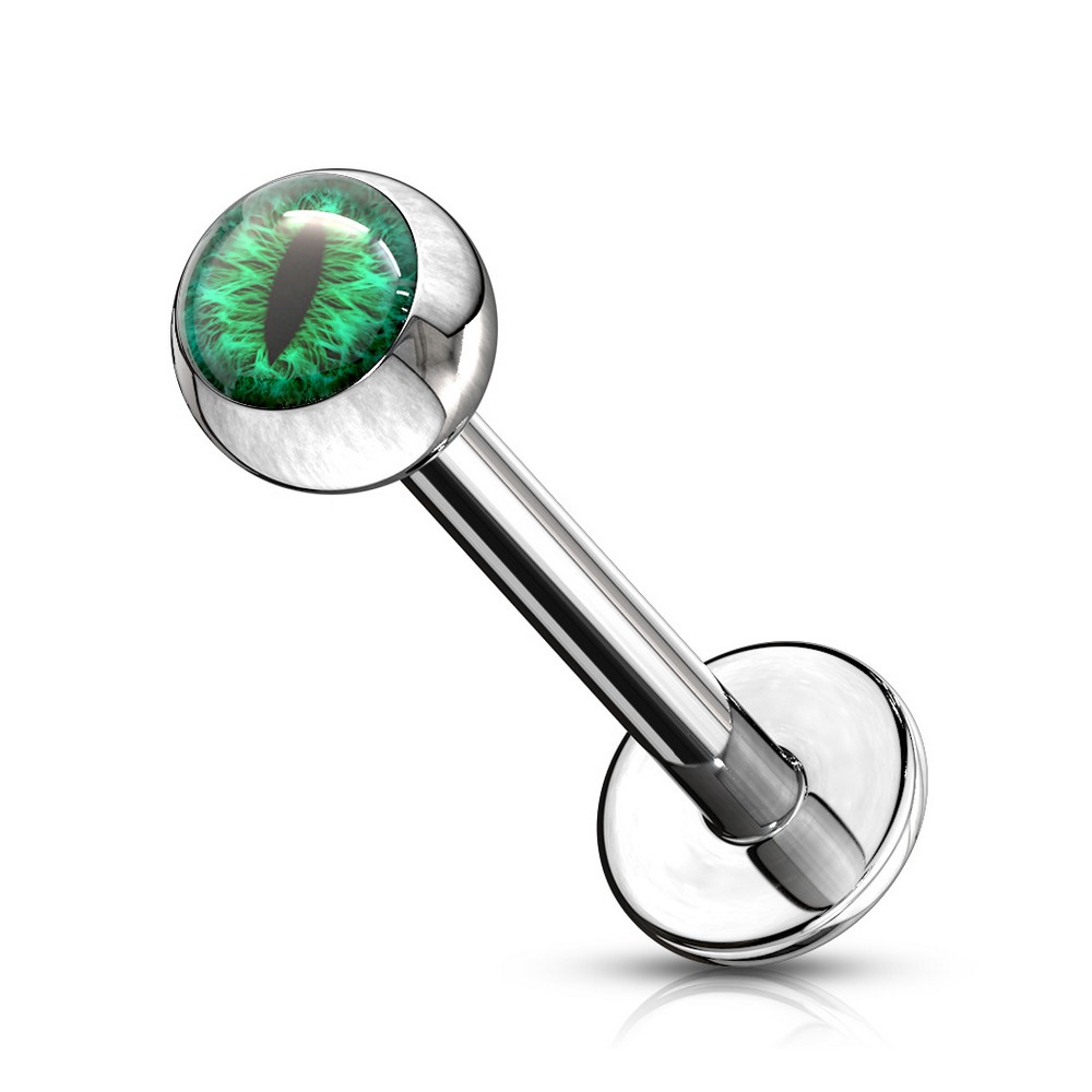 Piercing labret monroe cartilage snake eye ball incrusté labret acier chirurgical 316L - vert