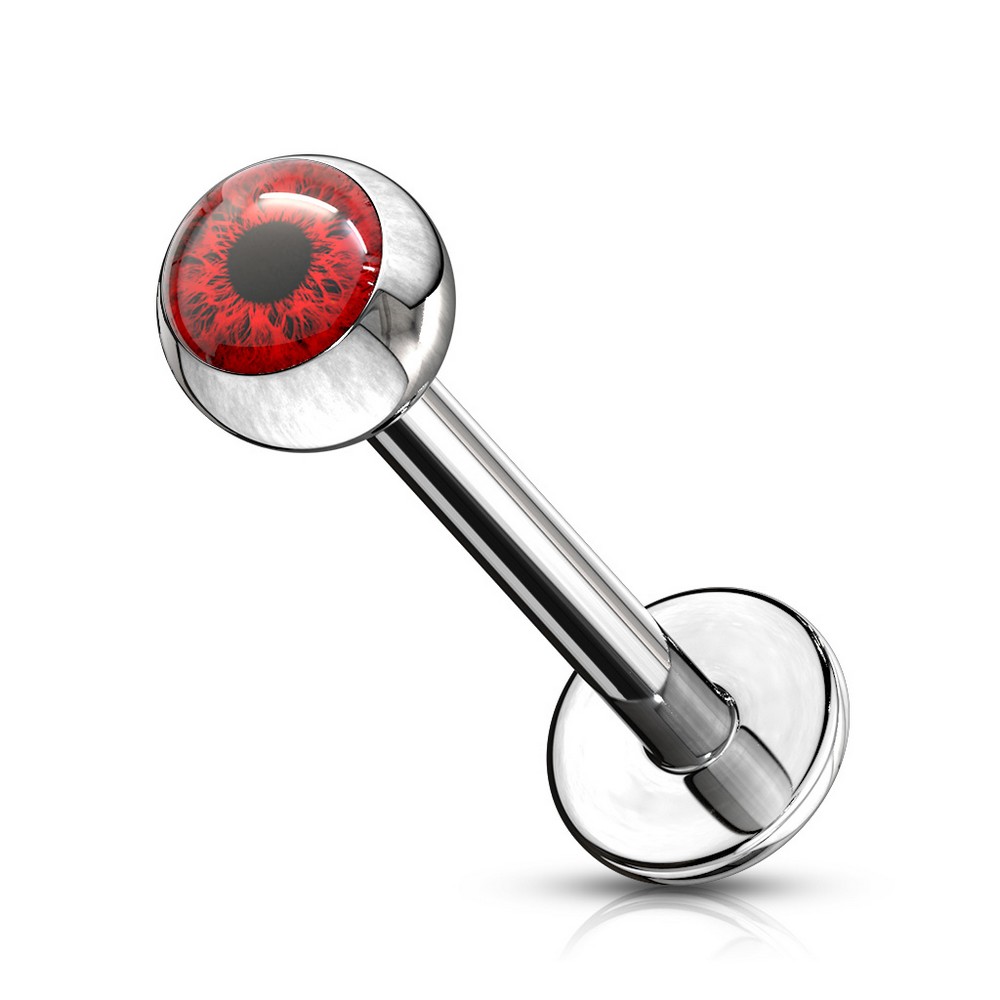 Piercing labret monroe cartilage globe oculaire ronde incrusté ball acier chirurgical 316L - rouge