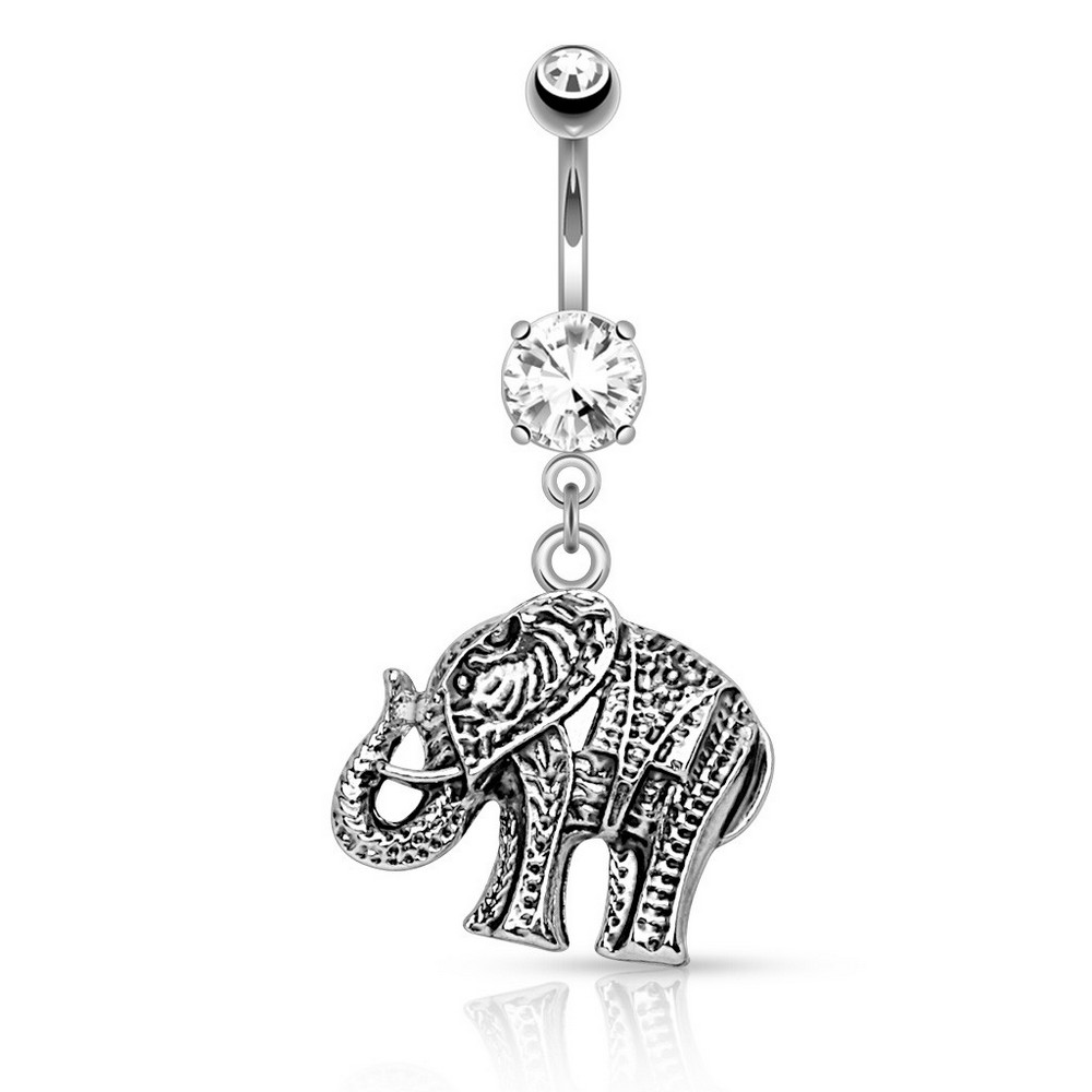 Piercing nombril  pendentif Elephant en acier chirurgical 316L