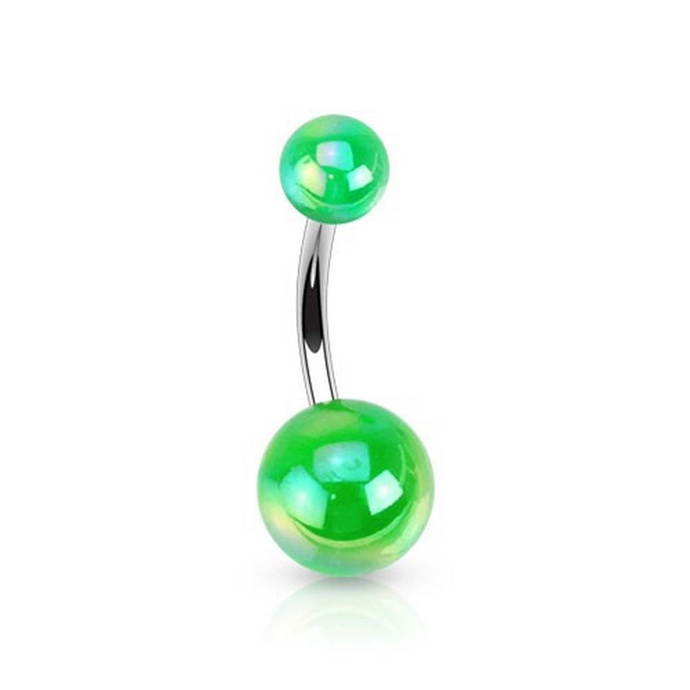 Piercing nombril  acrylique nacre vert  
