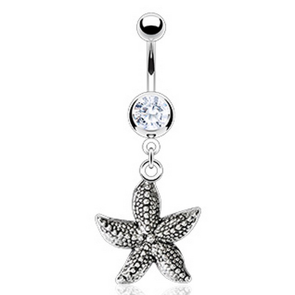 Piercing nombril  pendentif étoile de mer en acier chirurgical 316L