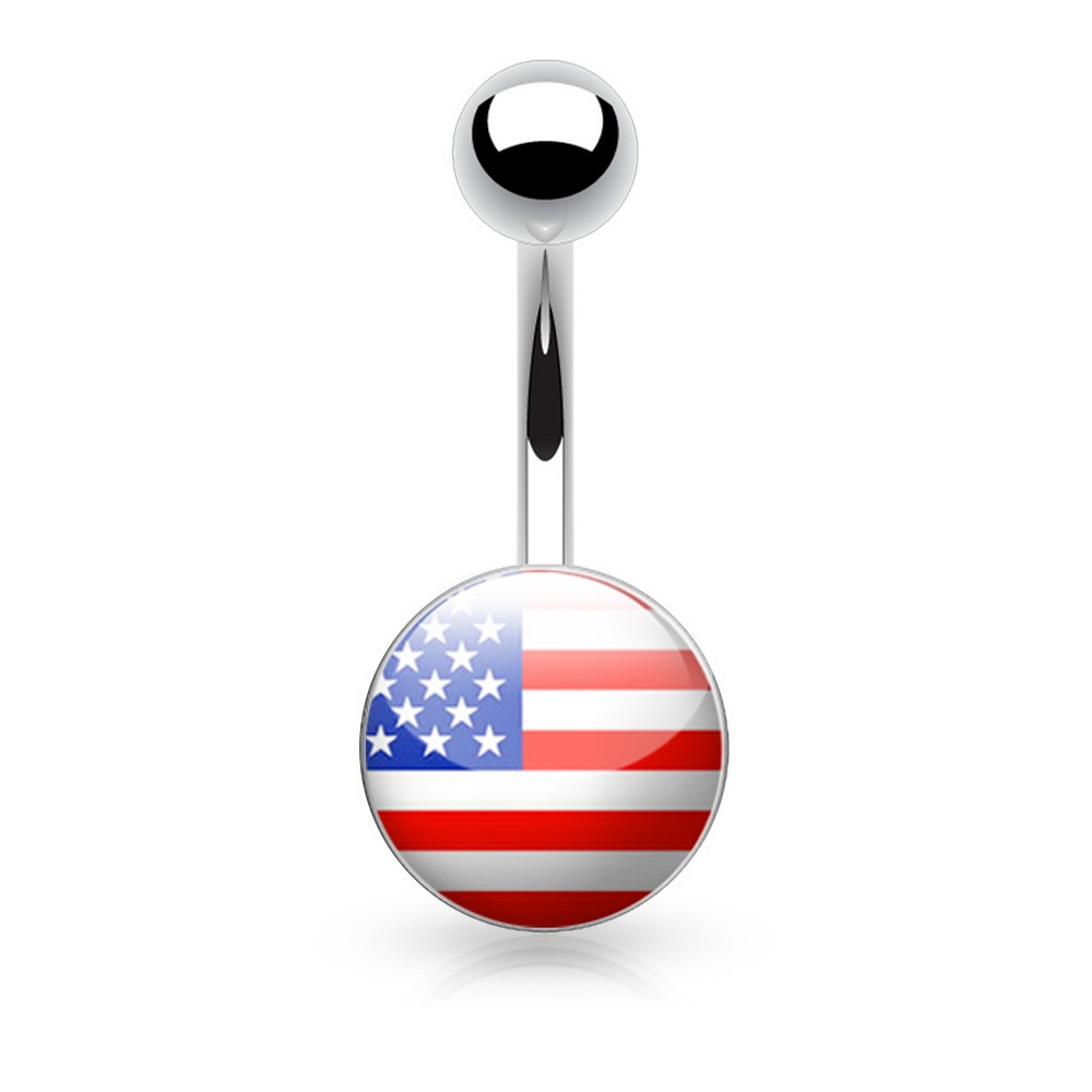 Piercing nombril  logo USA en acier chirurgical 316L