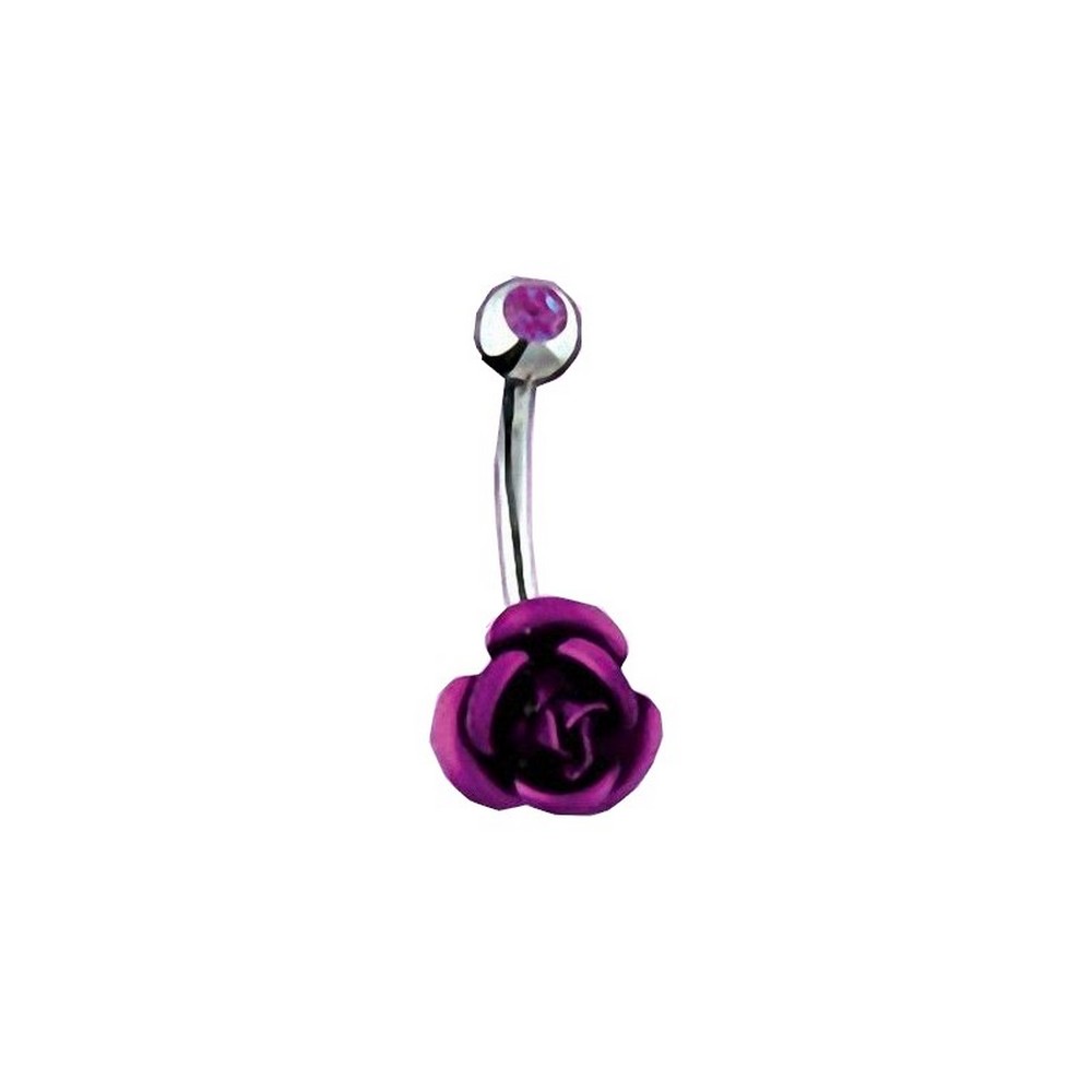 Piercing nombril  rose violet en acier chirurgical 316L