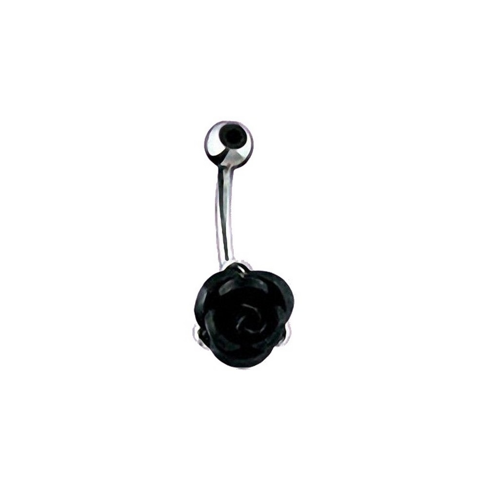 Piercing nombril  rose noir en acier chirurgical 316L