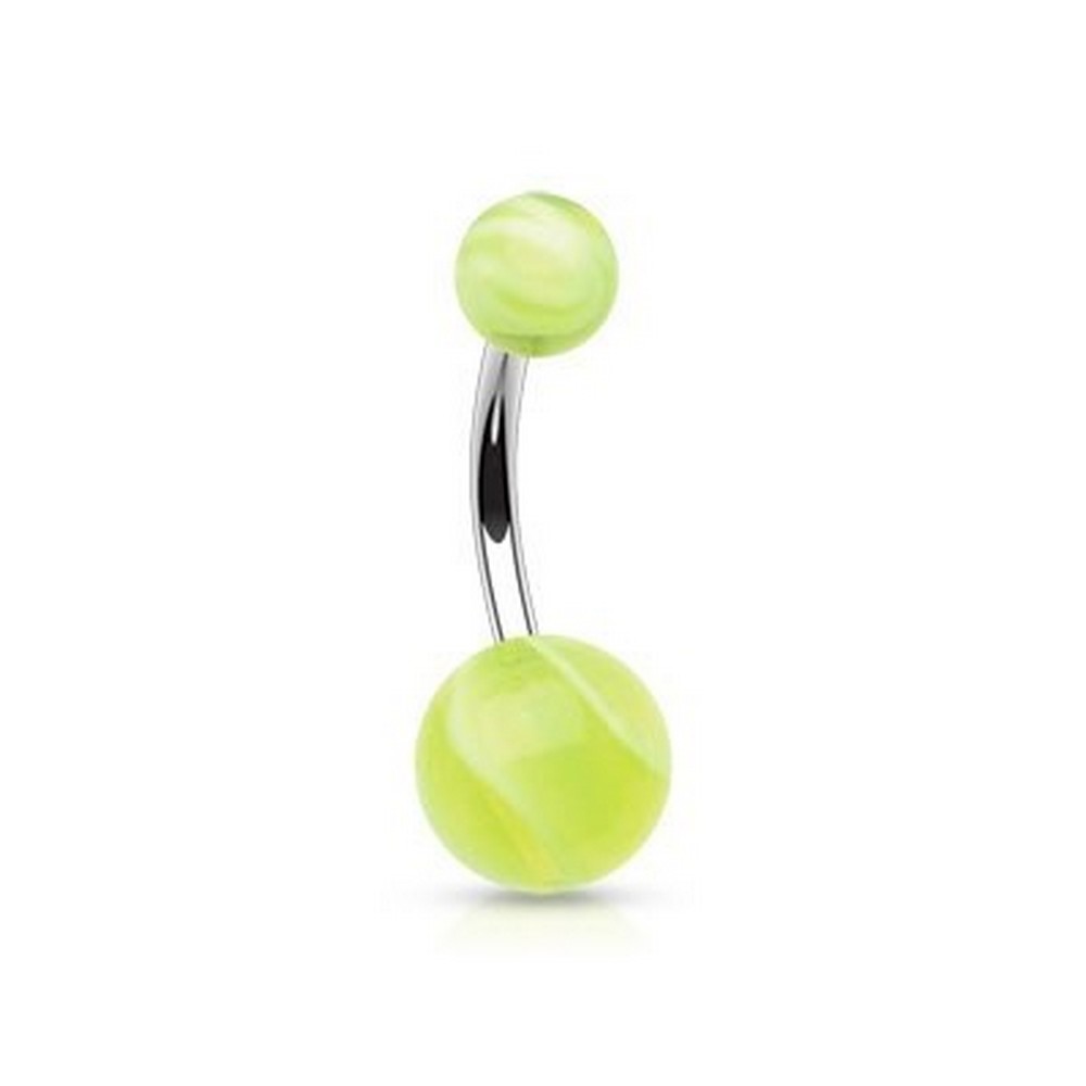 Piercing nombril Vague boule acrylique Vert