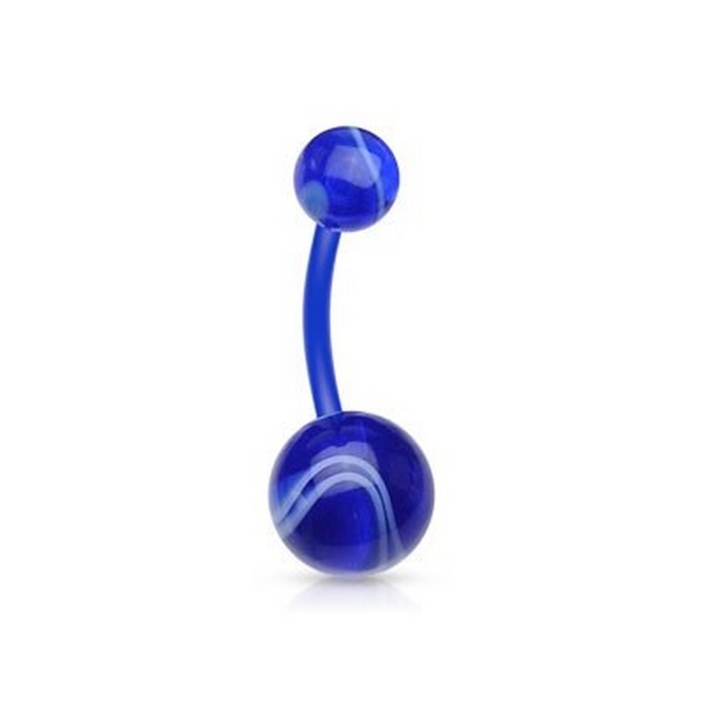 Piercing nombril flexible avec boule acrylique Bleu