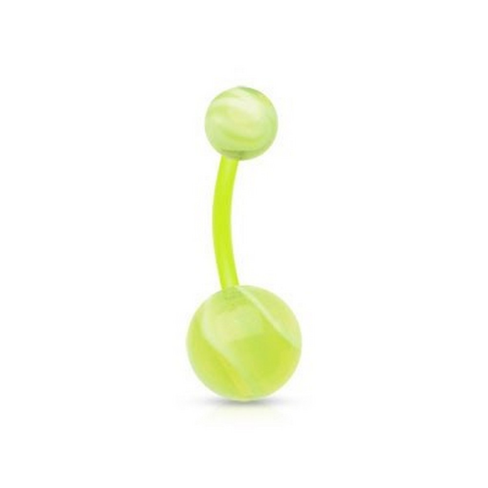 Piercing nombril flexible avec boule acrylique Vert