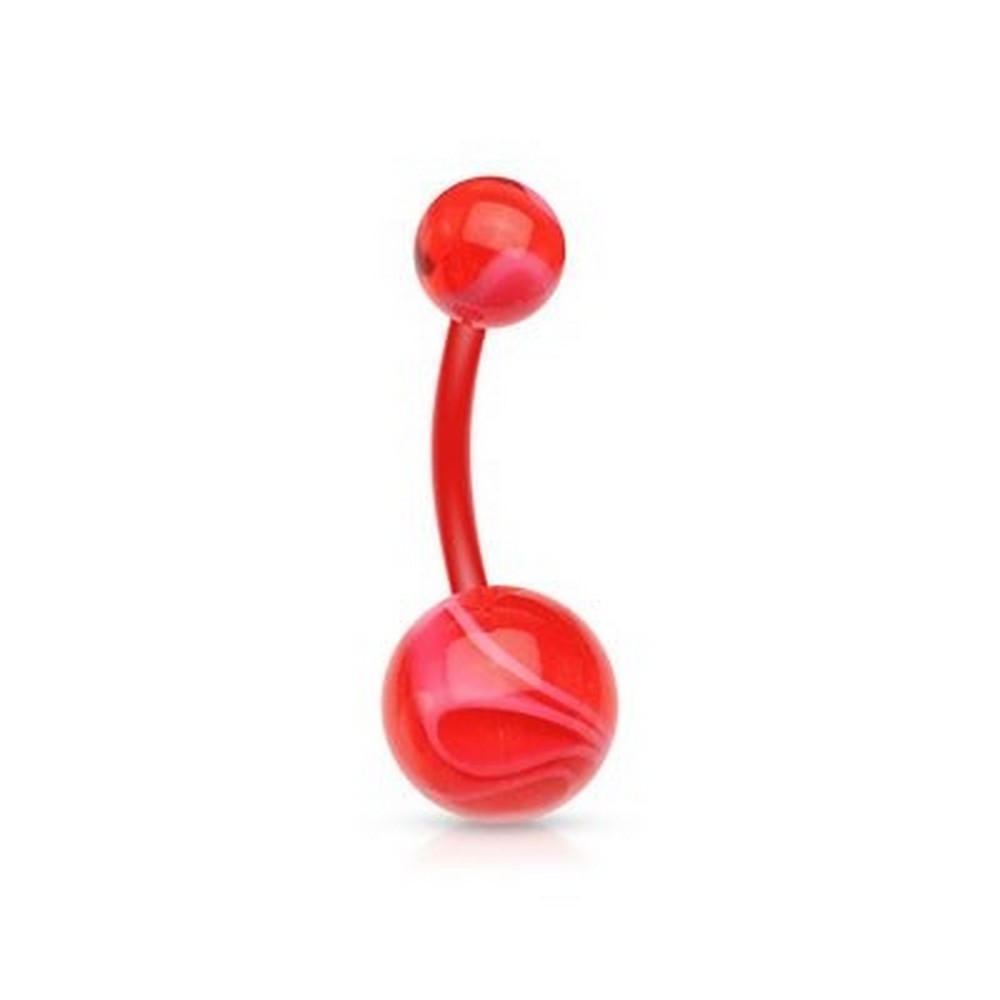 Piercing nombril flexible avec boule acrylique Rouge