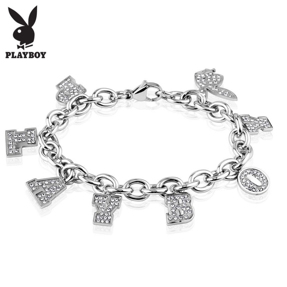 Bracelet Playboy avec gems en acier inoxydable 