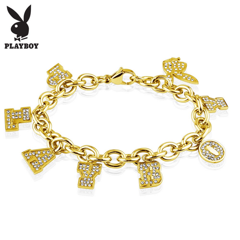 Bracelet Gems Clair Playboy Acier inoxydable IP Gold Charme