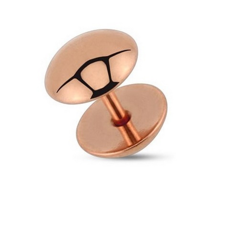 Faux piercing oreille  Dome en acier chirurgical 316L IP Noir - Rose Gold
