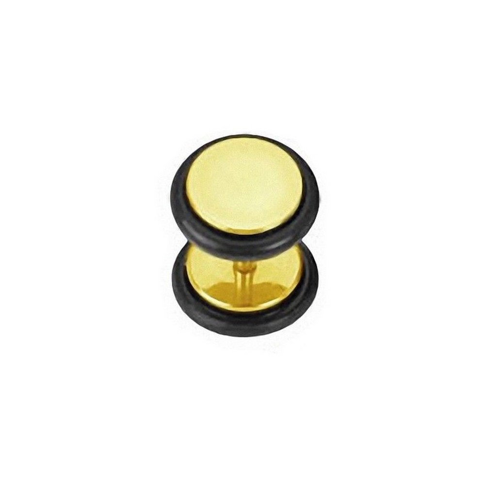Faux piercing oreille  IP sur titane Acier chirurgical 316L anneaux en caoutchouc noir - Gold
