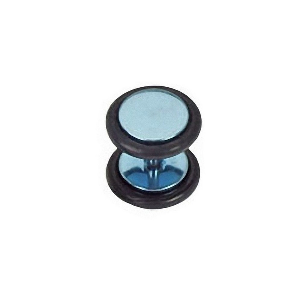 Faux piercing oreille  IP sur titane Acier chirurgical 316L anneaux en caoutchouc noir - Lt.bleu