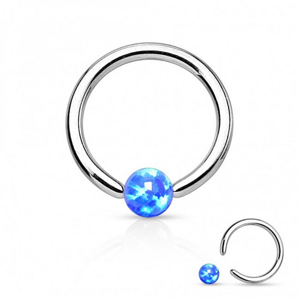 Piercing CBR Opale synthétique Ball acier chirurgical 316L  - Opal bleu