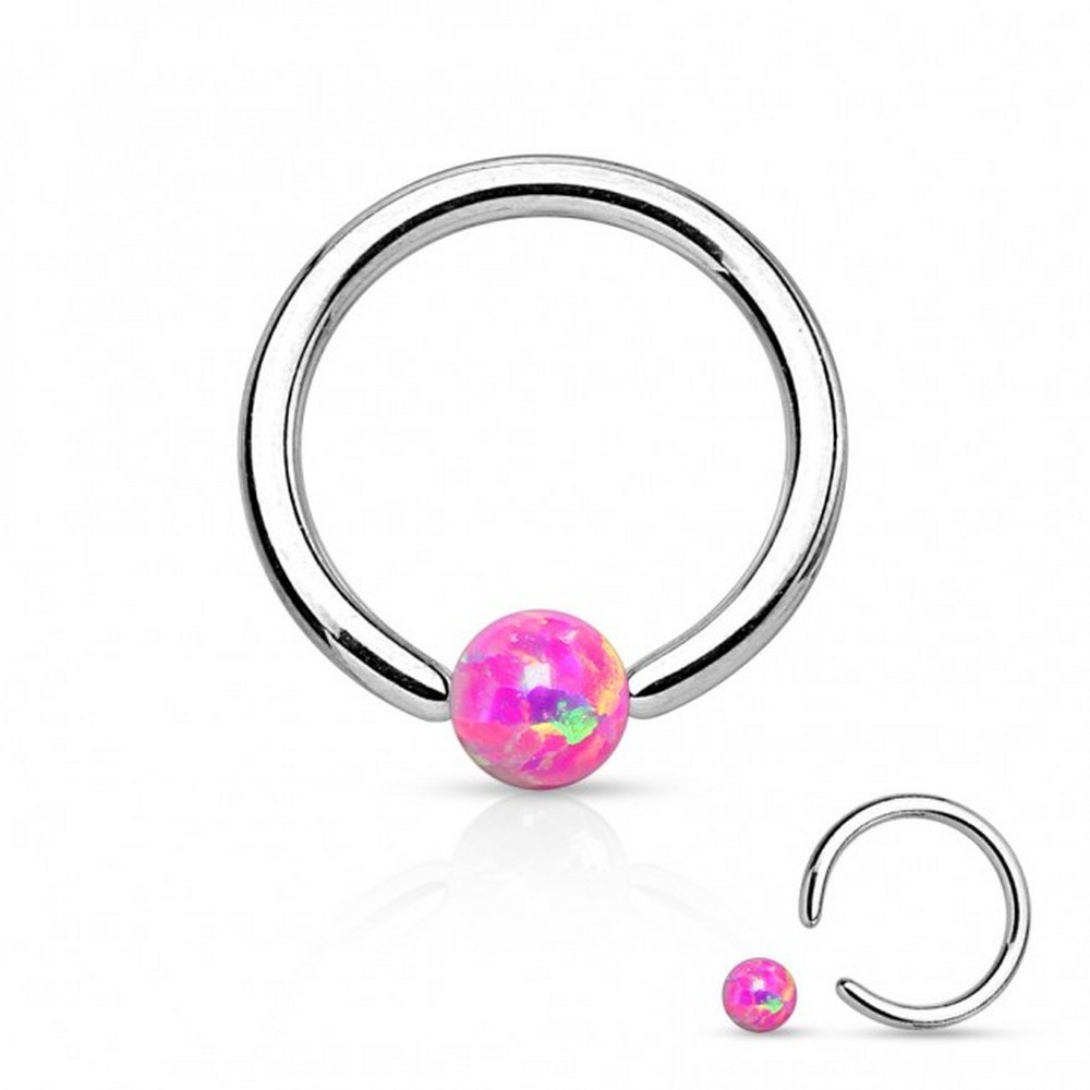 Piercing CBR Opale synthétique Ball acier chirurgical 316L  - Opal rose