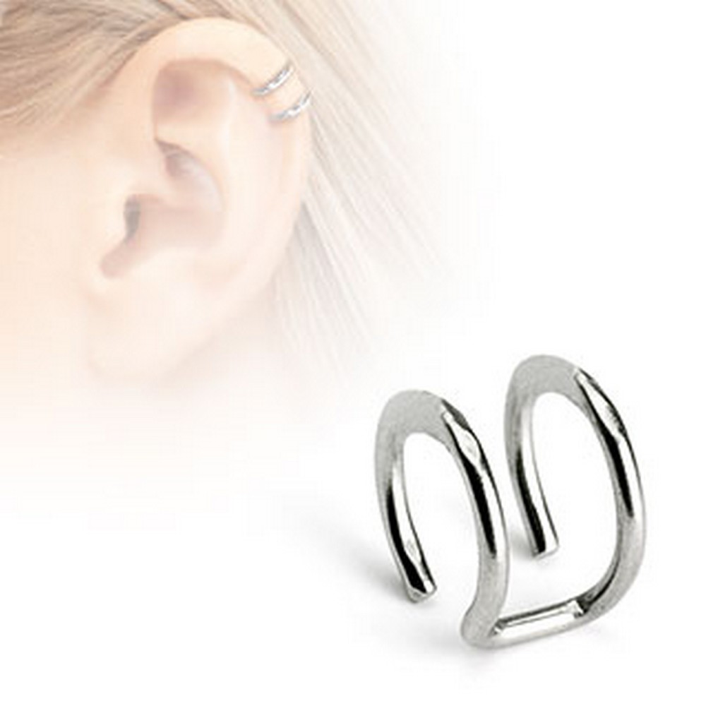 Faux piercing oreille Fermeture double anneau en acier chirurgical 316L 