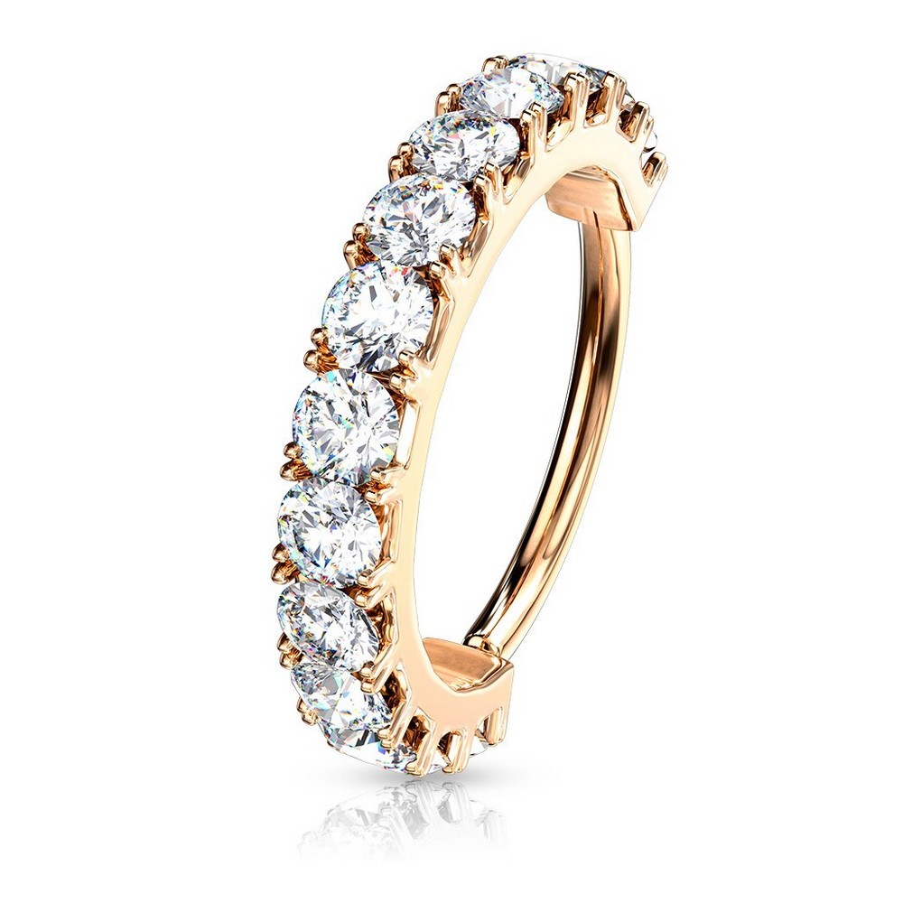 Piercing anneau pour cartilage, tragus, septum cz bordée pliables - Rose Gold/clair