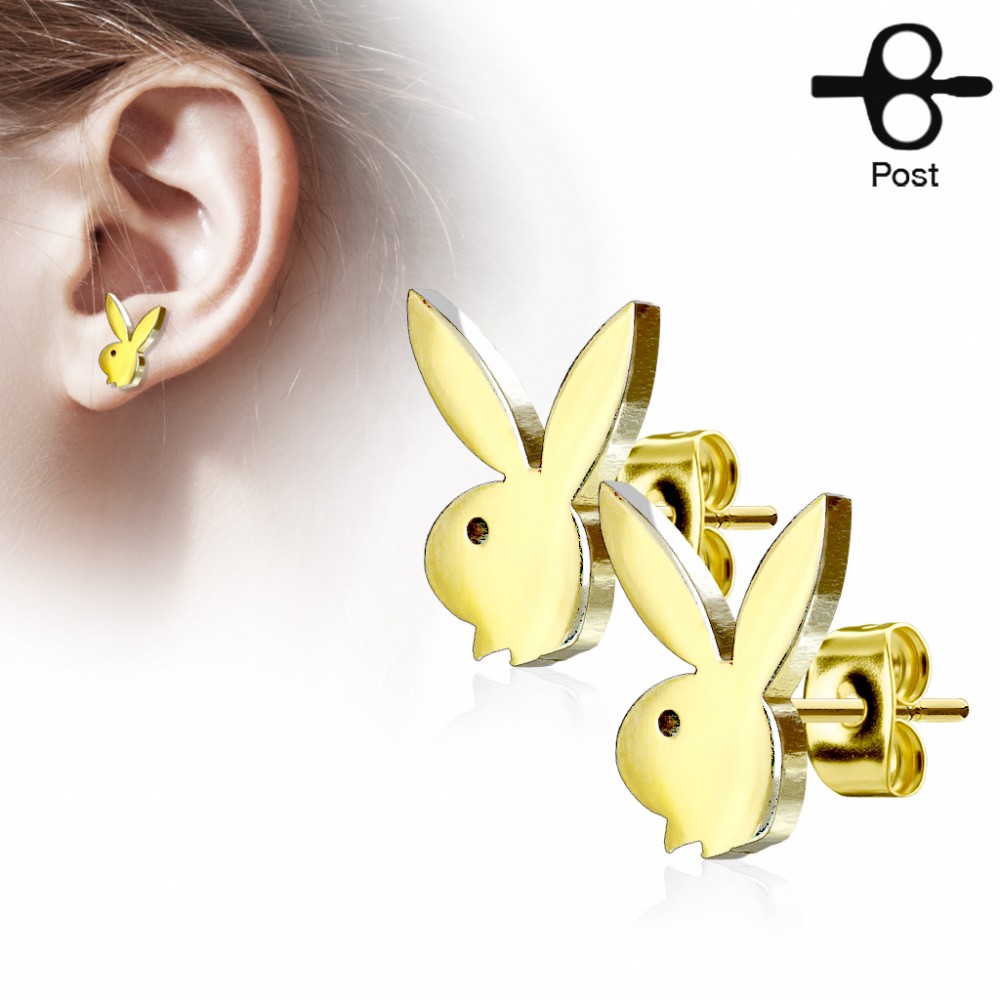 Paire de boucles d'oreille Playboy Bunny - Gold
