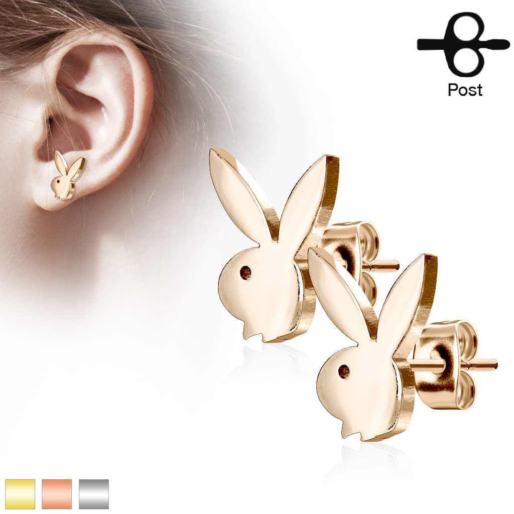 Paire de boucles d'oreille Playboy Bunny - Rose Gold