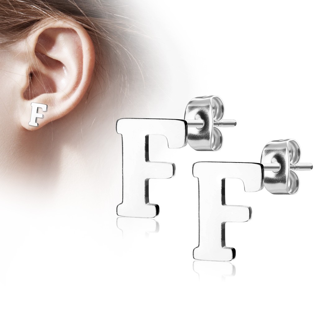 Paire de boucles d'oreille initiale - F
