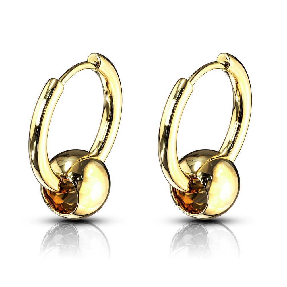 Paire de boucles d'oreille ballon captif charnière en acier inoxydable 316L - Gold
