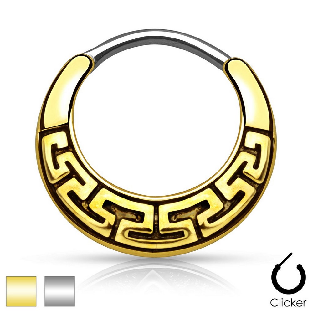 Piercing septum clicker Tribal Design labyrinthe - Antique Gold