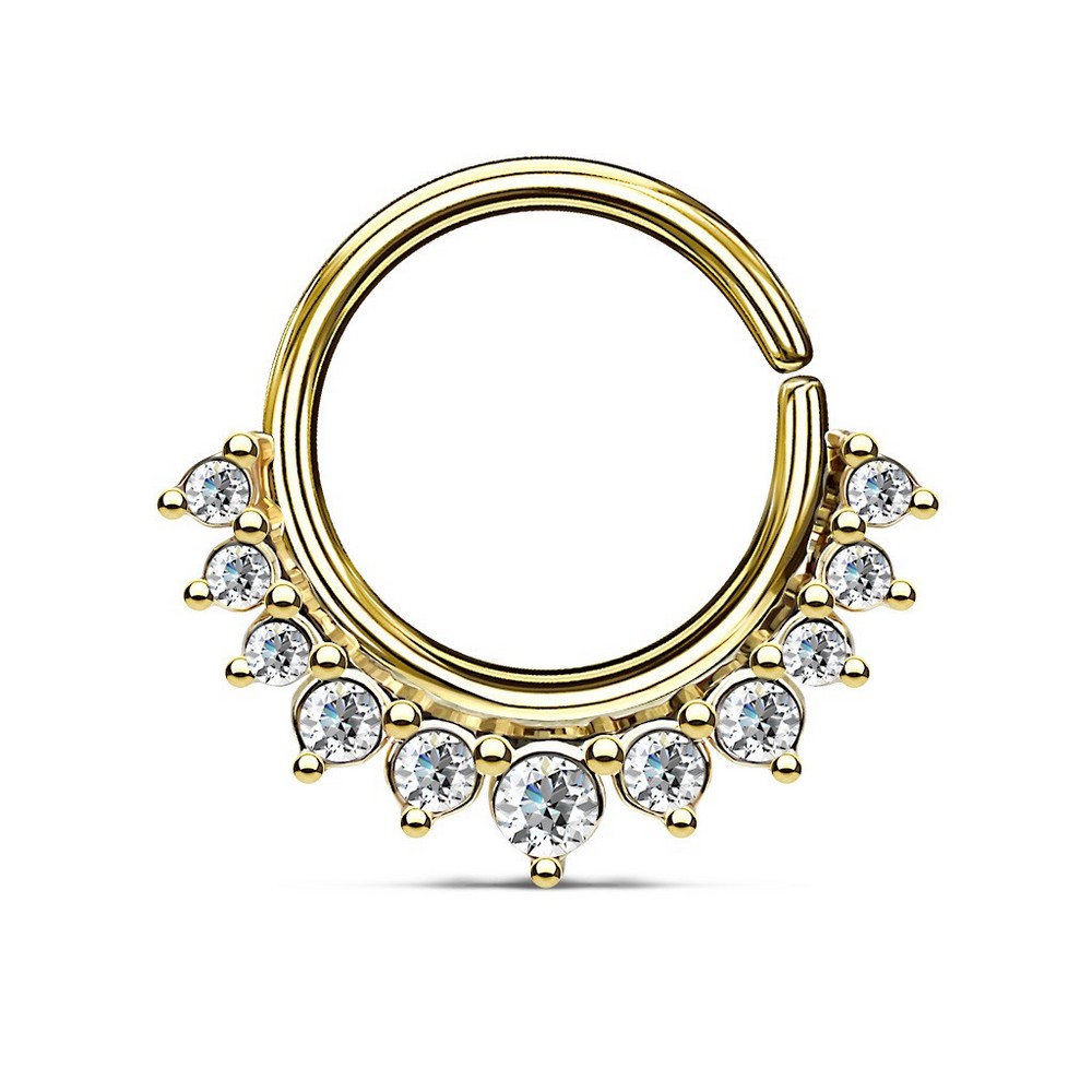 Piercing septum Demi-cercle pavée de cristal - Gold/clair