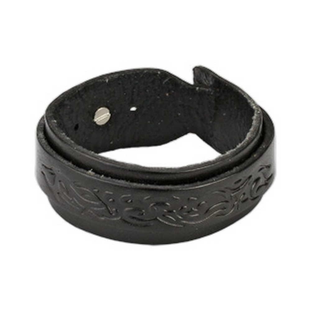 Bracelet de cuir noir avec boucle Design Tribal  