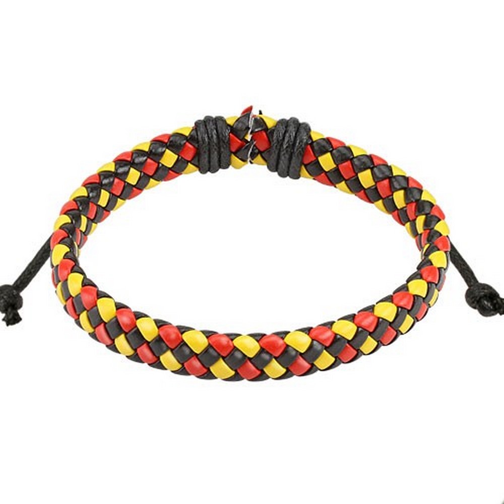 Bracelet en cuir tissé Diagonale de couleur Triple Checker avec cordon 
