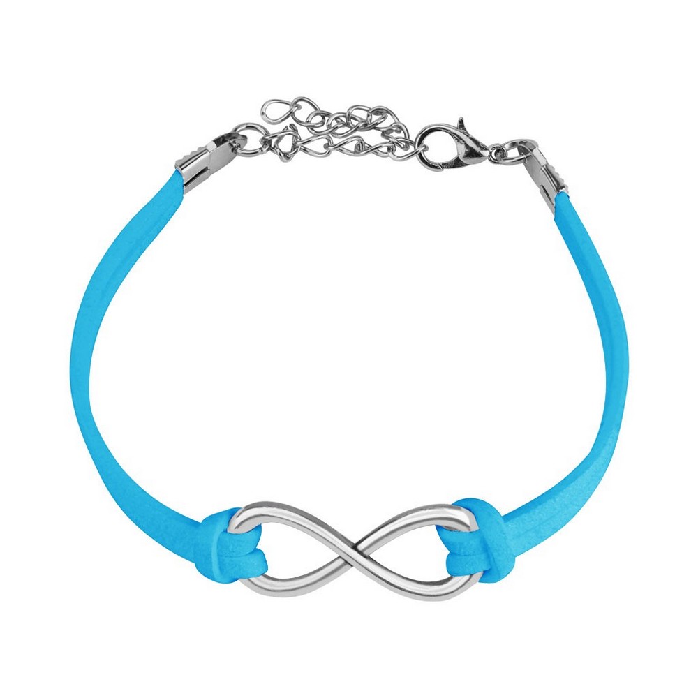 Bracelet symbole de l'infini fermoir pince de homard bleu