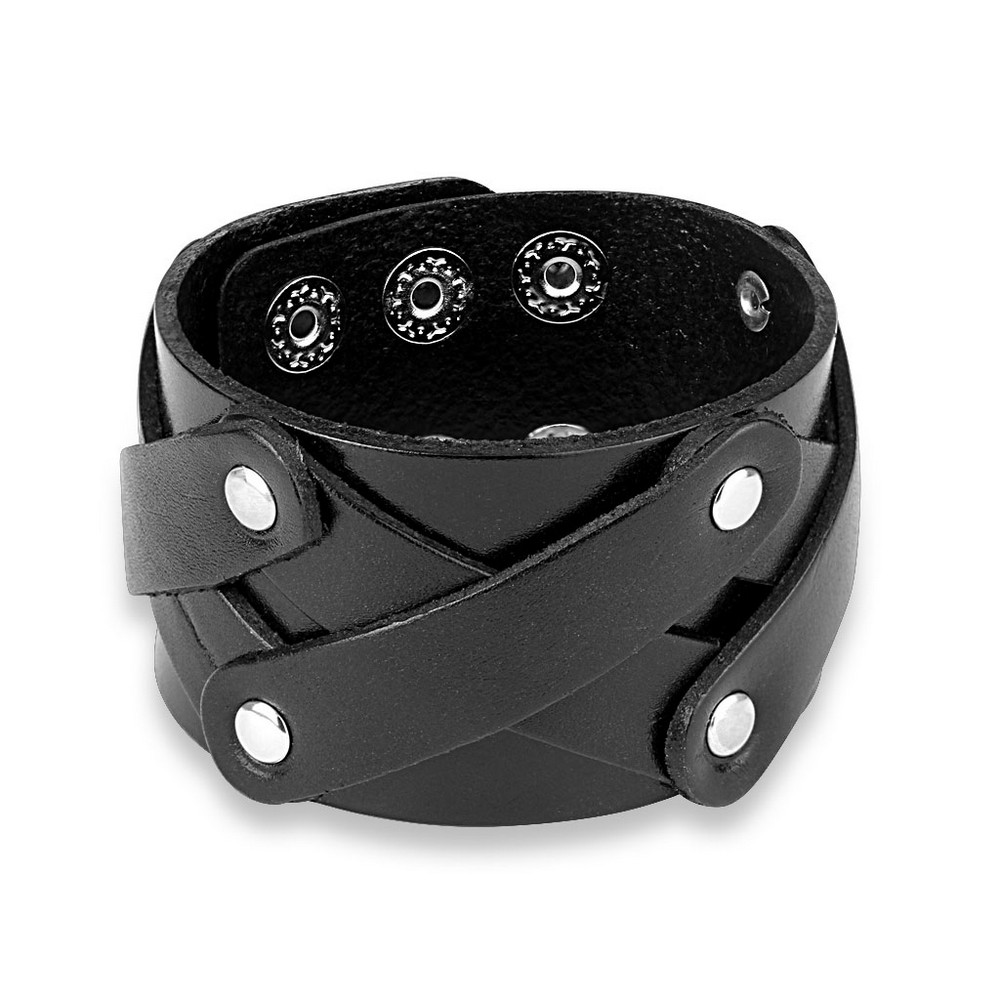 Bracelet réglable Triple X avec goujons en acier noir