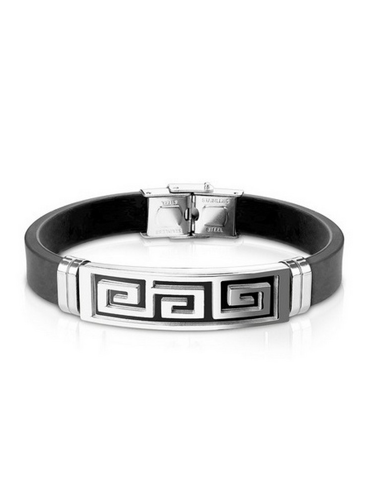 Bracelet en acier labyrinthe avec en caoutchouc de silicone