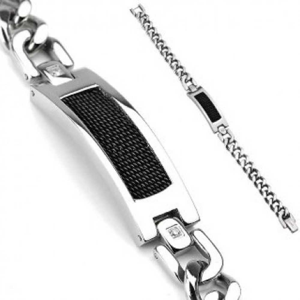 Bracelet Petite plaque multi chaîne noire en acier inoxydable 316L Chaîne