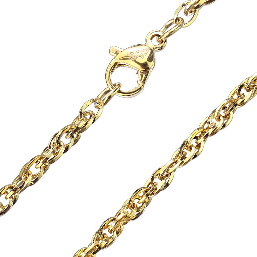 Chaine ronde double en acier inoxydable avec fermoir mousqueton - Gold