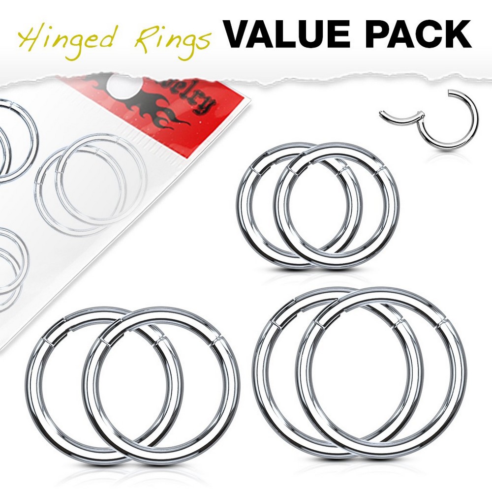 Pack 3 paires piercing anneau segment haute qualité en acier chirurgical 316L 