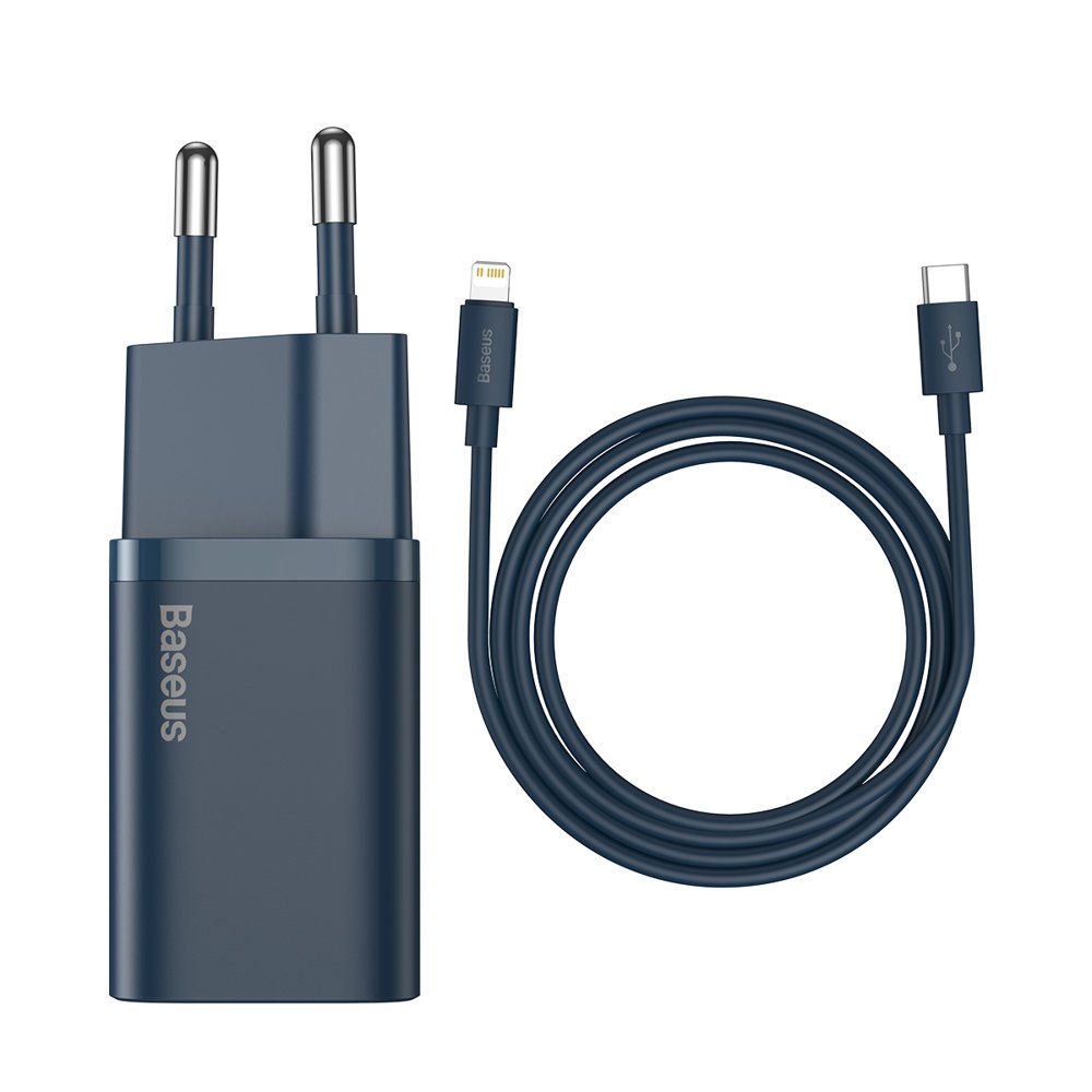 Chargeur rapide Baseus Super Si 1C USB Type C 20W Power Delivery + USB Type C - Câble Lightning 1m bleu 