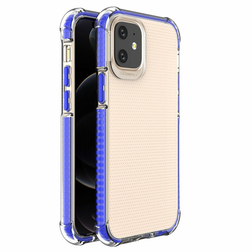 Spring Armor clear TPU gel rugged protective cover avec colorful frame pour iPhone 12 mini blue