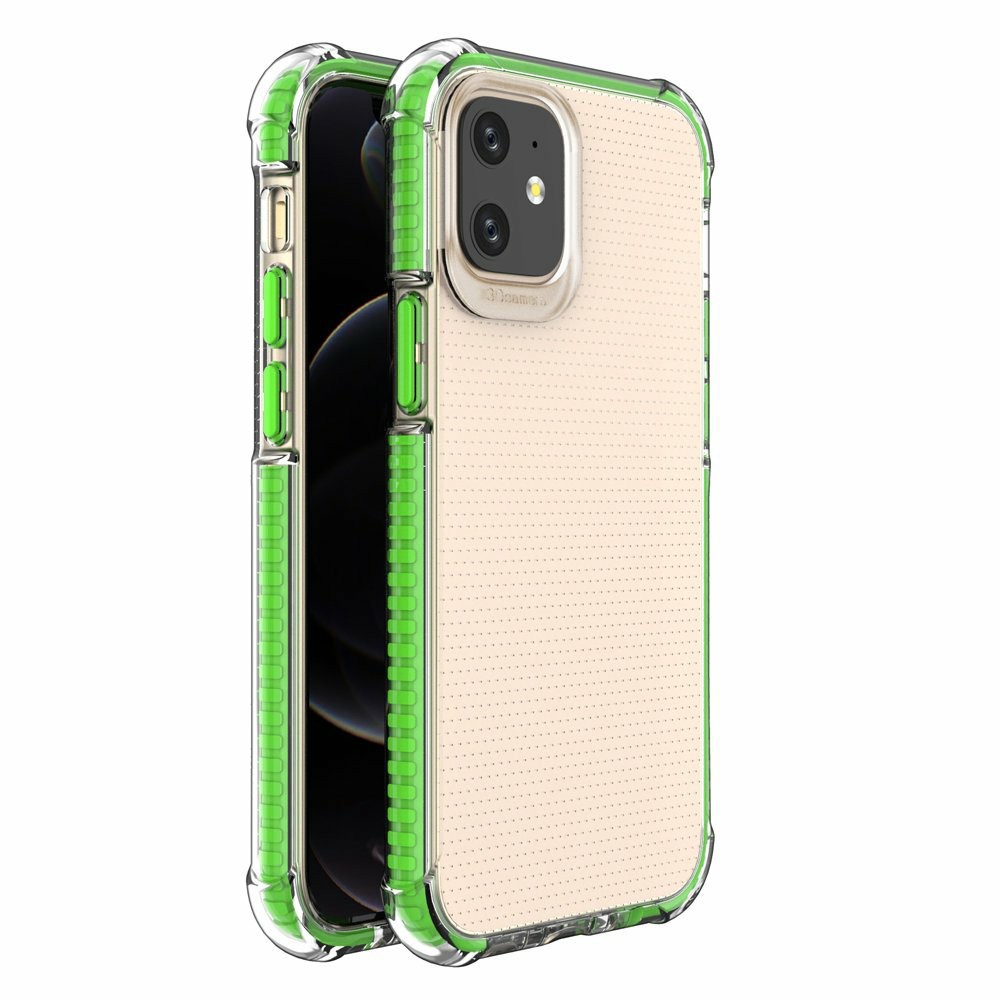 Spring Armor clear TPU gel rugged protective cover avec colorful frame pour iPhone 12 mini vert