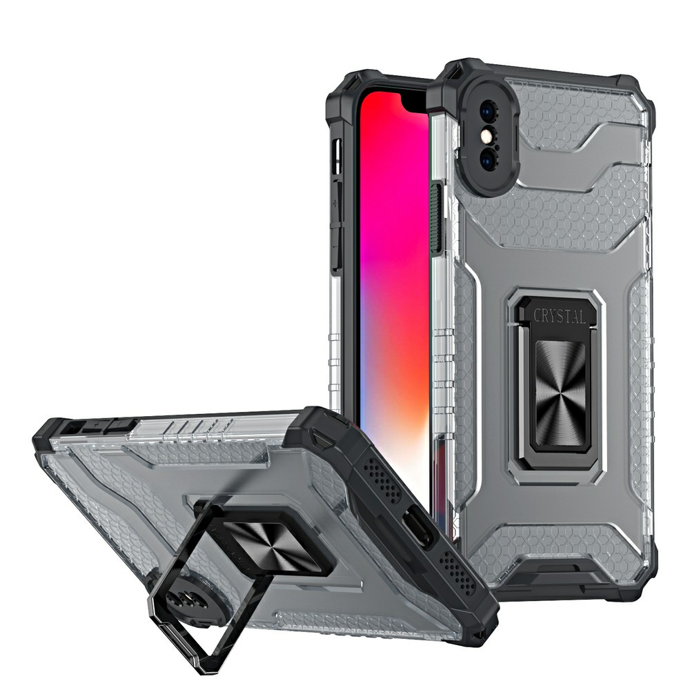 Crystal Ring Coque Kickstand résistante Rugged Cover pour iPhone XS Max noir