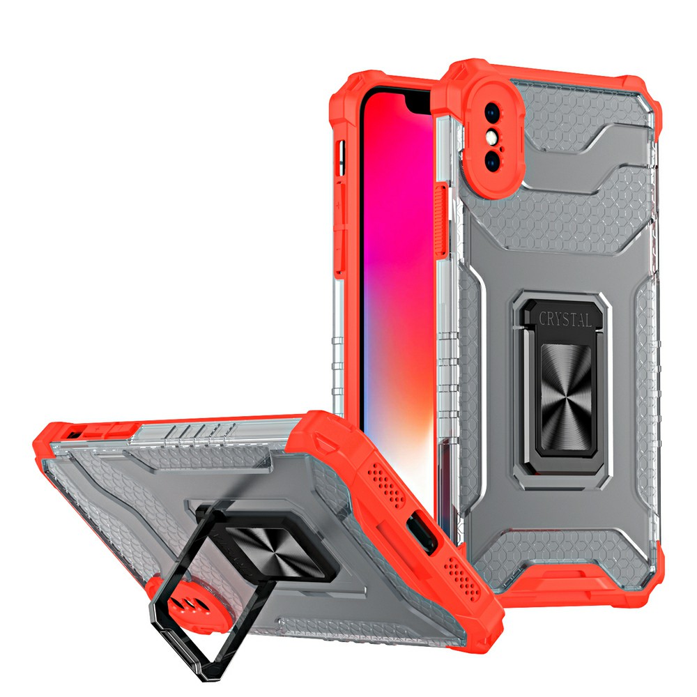 Crystal Ring Coque Kickstand résistante Rugged Cover pour iPhone XS Max rouge