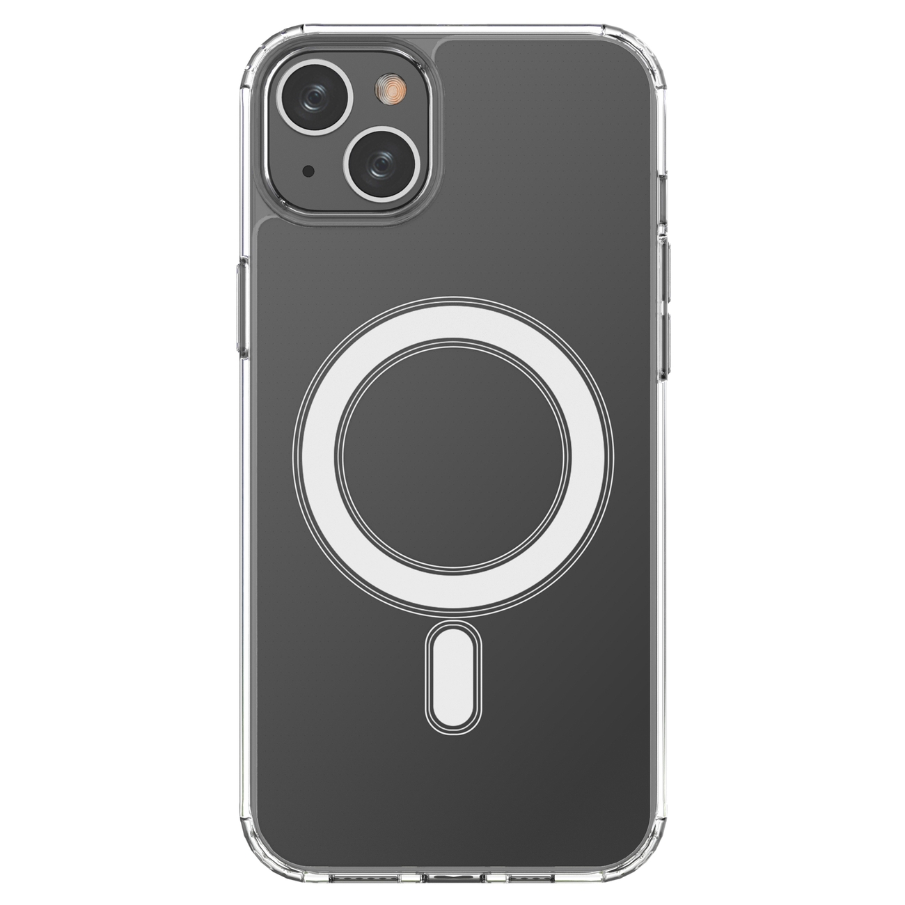 Étui magnétique transparent avec MagSafe pour iPhone 14 Plus avec anneau argenté - transparent