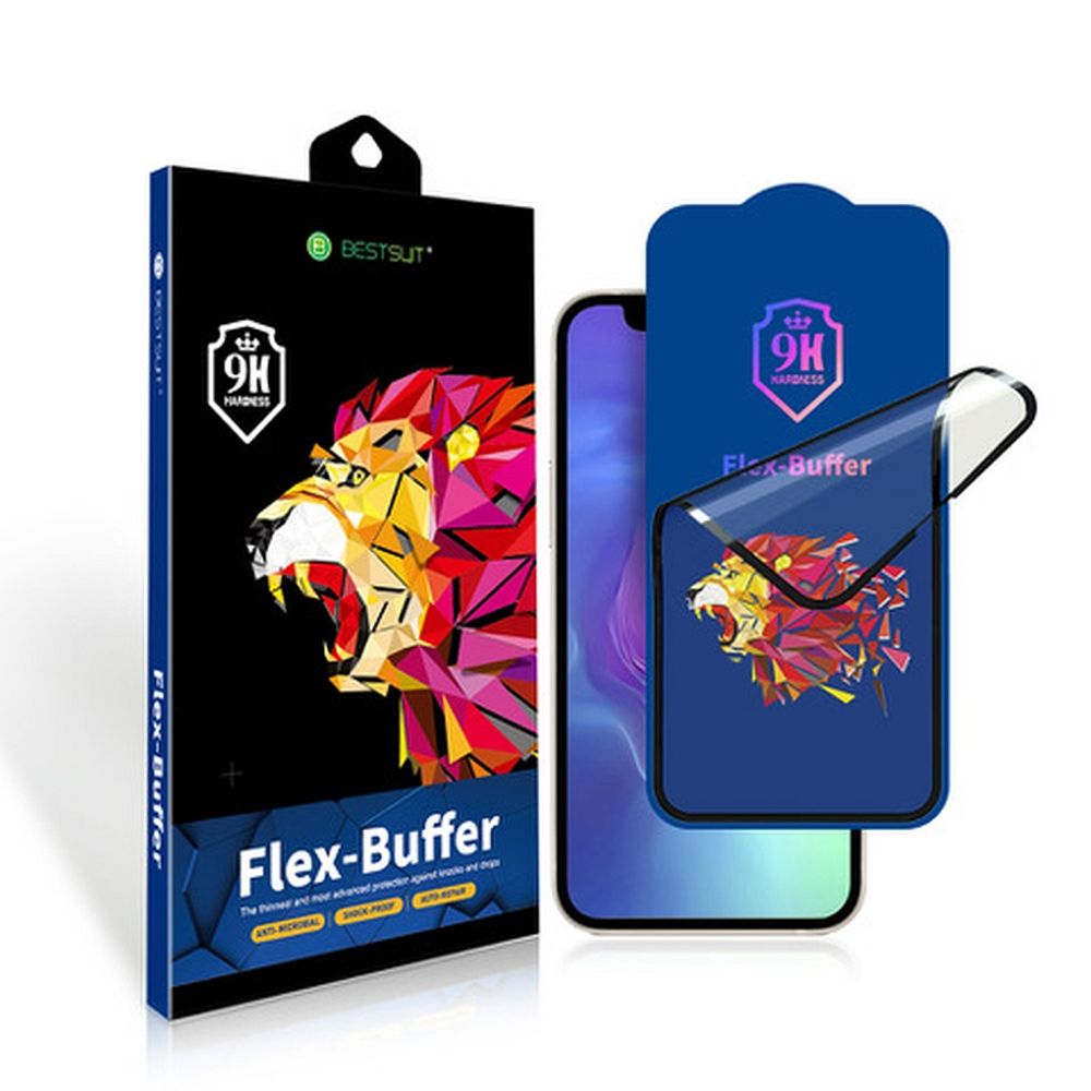 Verre hybride Bestsuit Flex Buffer 5D avec revetement antibactérien Biomaster pour iPhone 14 Pro Max Noir
